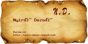 Nyirő Dezső névjegykártya
